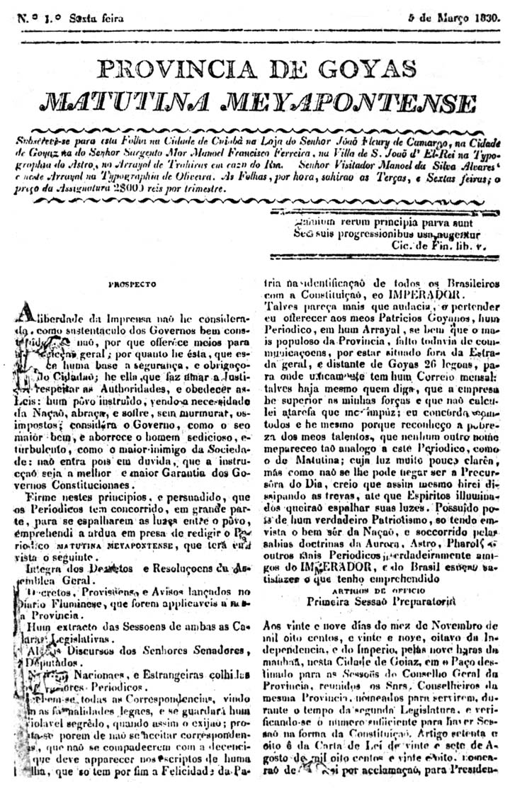 Nº 1 Sexta feira - 5 de março de 1830