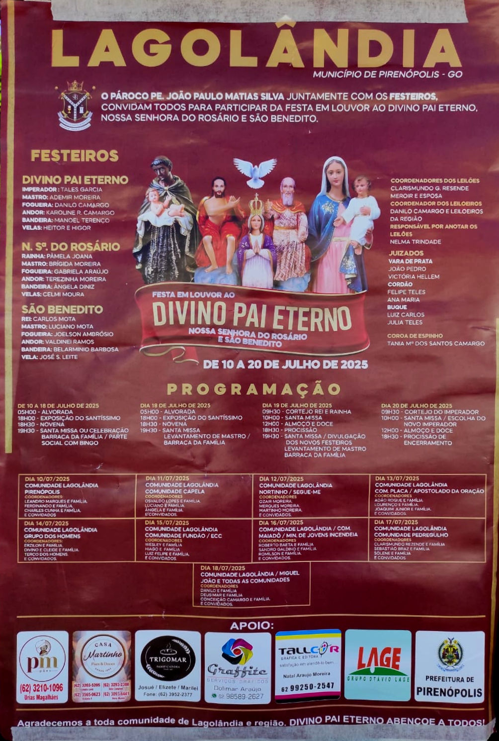Festa em Louvor ao Divino Pai Eterno, Nossa Senhora do Rosário e São Benedito 2025