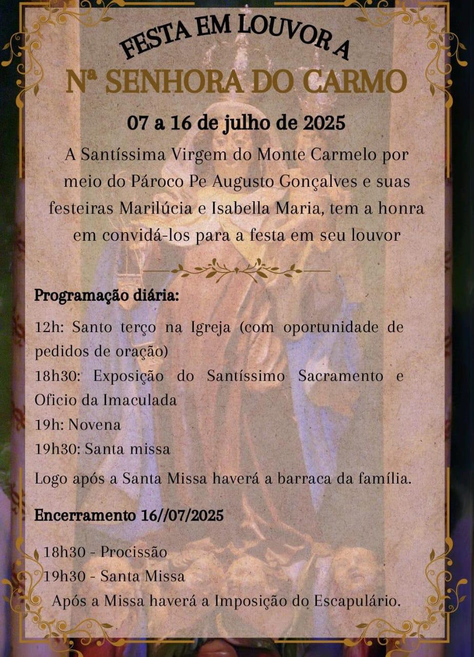Festa em louvor a Nossa Senhora do Carmo 2025